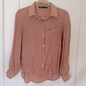 ZARA dusty pink button up top!